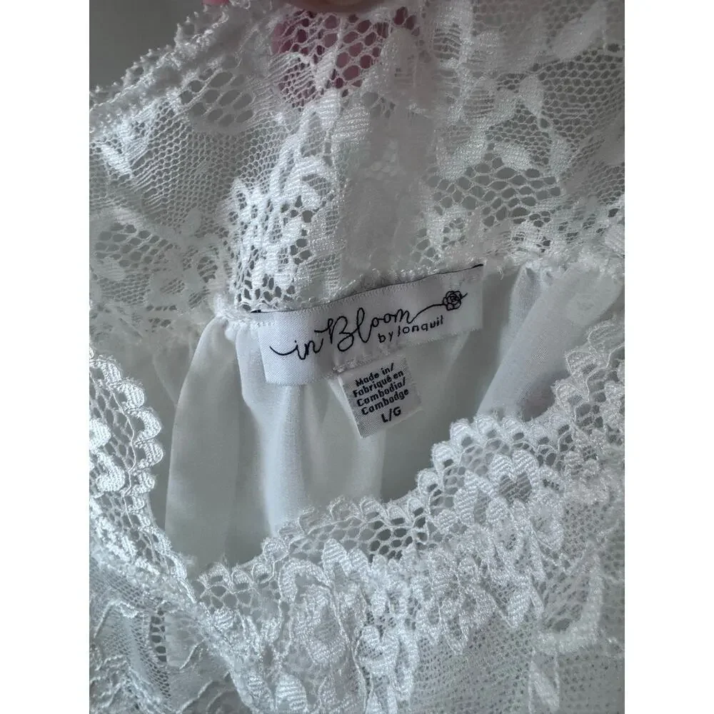 In Bloom by Jonquil Lillian Lace Cup Pamisole & Shorts Set white large NWT $66